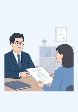 감정평가서 정본을 의뢰인에게 발급하는 모습